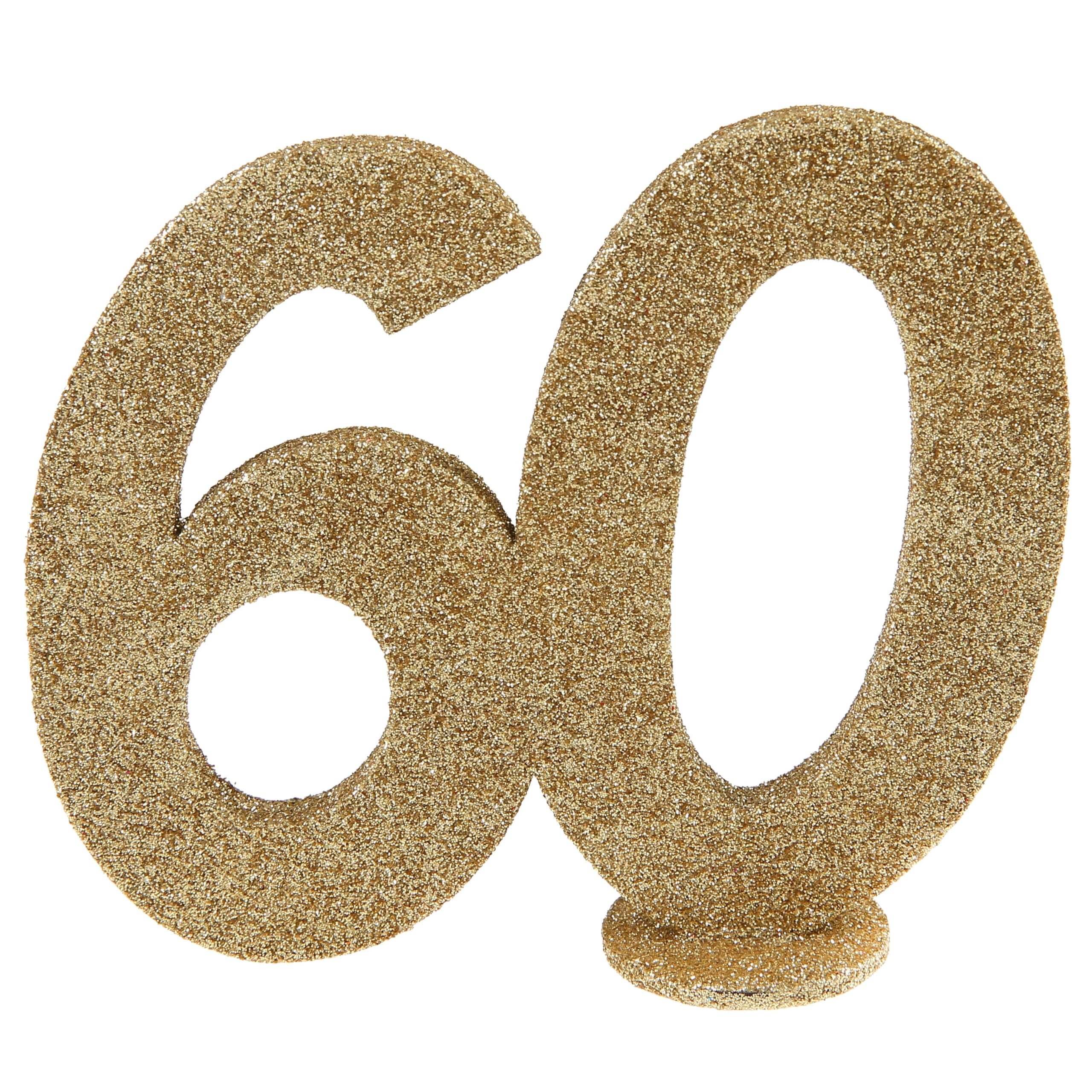 Gold Glitter Number 60th Birthday with Stand