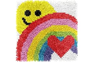 Puzamen Latch Hook Kits for Adults Kids Beginners, Latch Hook Rug Kit Rug Making Craft Art for Girls Boys Christmas Gifts Printed Canvas Precut Yarn Crochet Tool DIY Knitting 12 * 12IN