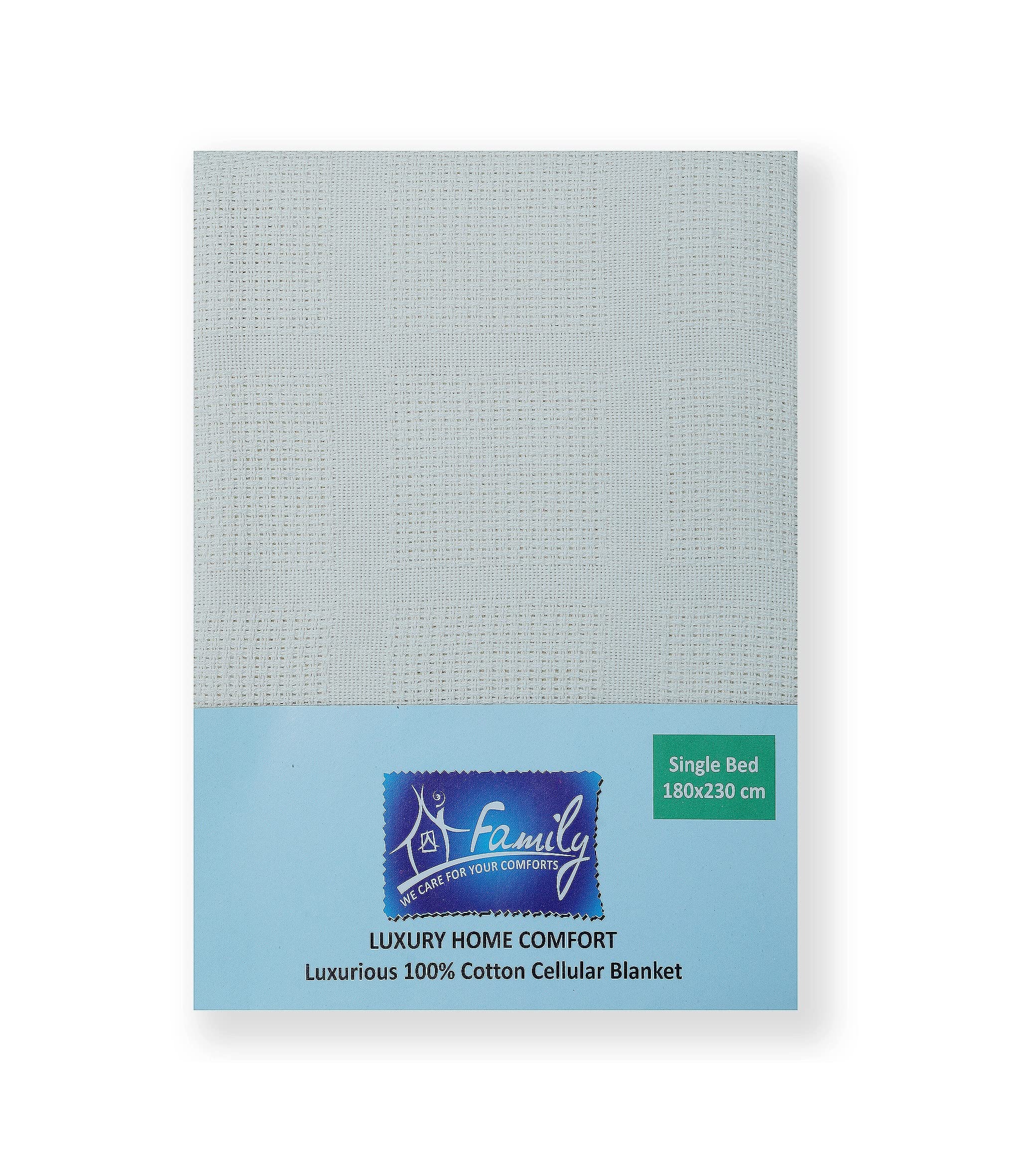 Family Bedding Cream Cotton Cellular Blanket – Single Bed | Reversible Lightweight Thermal Throw | Soft Traditional Design (180 x 230 cm)