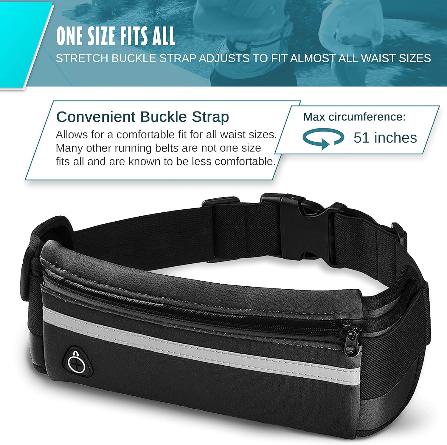 E Tronic Edge Waist Packs: Best Comfortable Unisex Running Belts That Fit All Waist Sizes & All Phone Models for Running, Hiking, Workouts, Cycling, Travelling Money Belt & More, Black : Sports & Outdoors