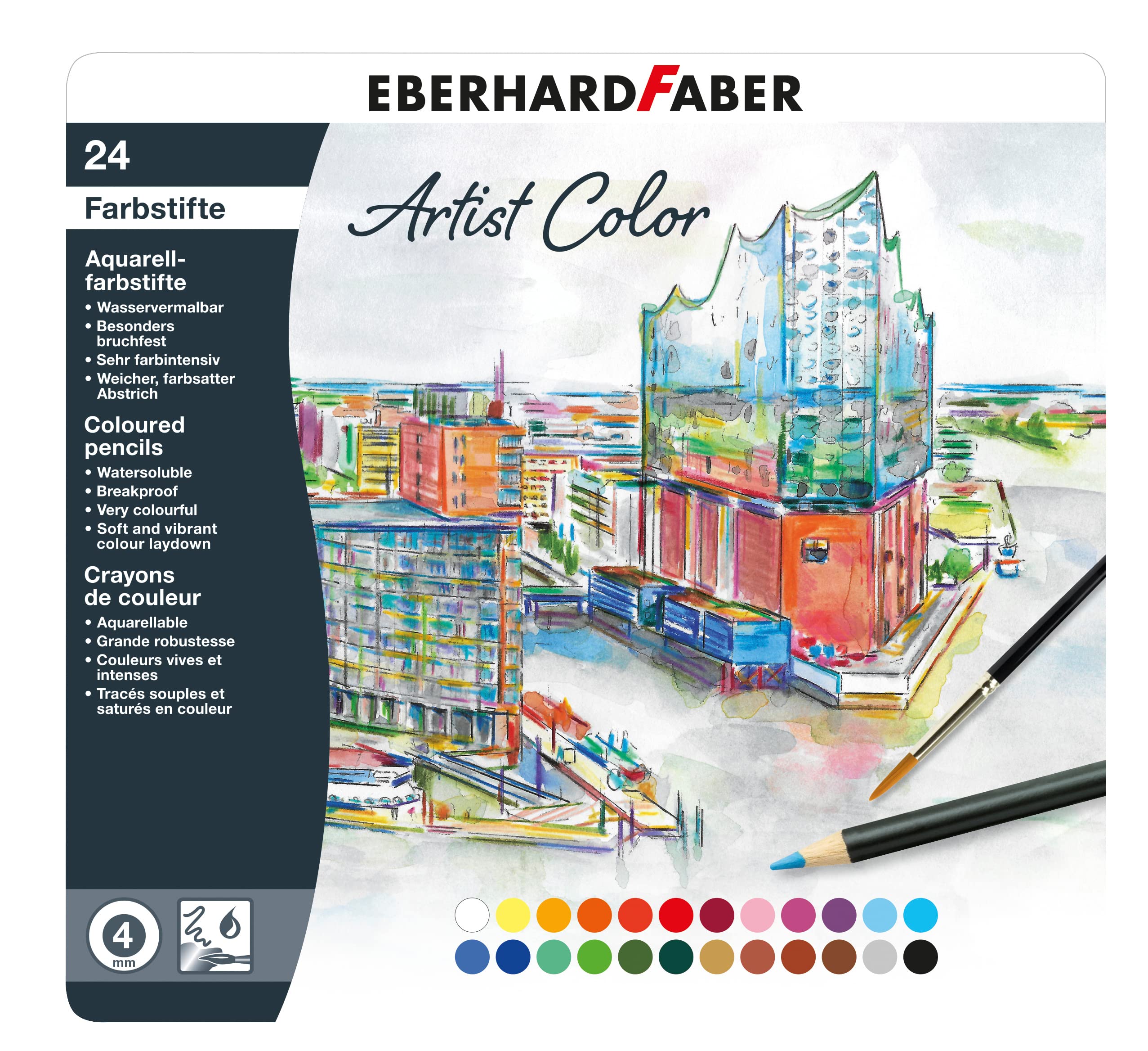 Eberhard Faber Artist Color Watercolour Pencils - Tin, Set of 24 — image 1
