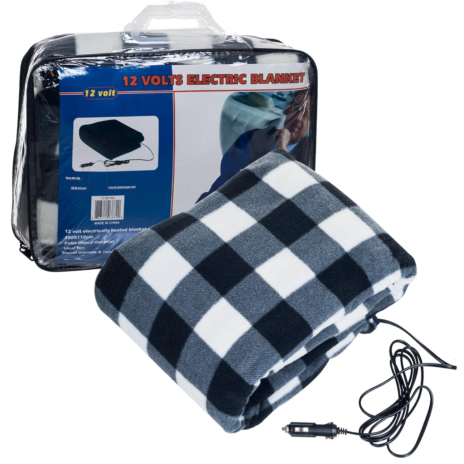 Find Trademark Tools 75BP700 12V Plaid Electric Blanket for Automobile