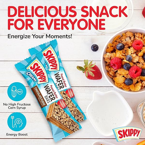 SKIPPY CREAMY PEANUT BUTTER AND CHOCOLATE FUDGE WAFER SNACK BAR, 1.3 OZ (36G)/BAR 6 CT
