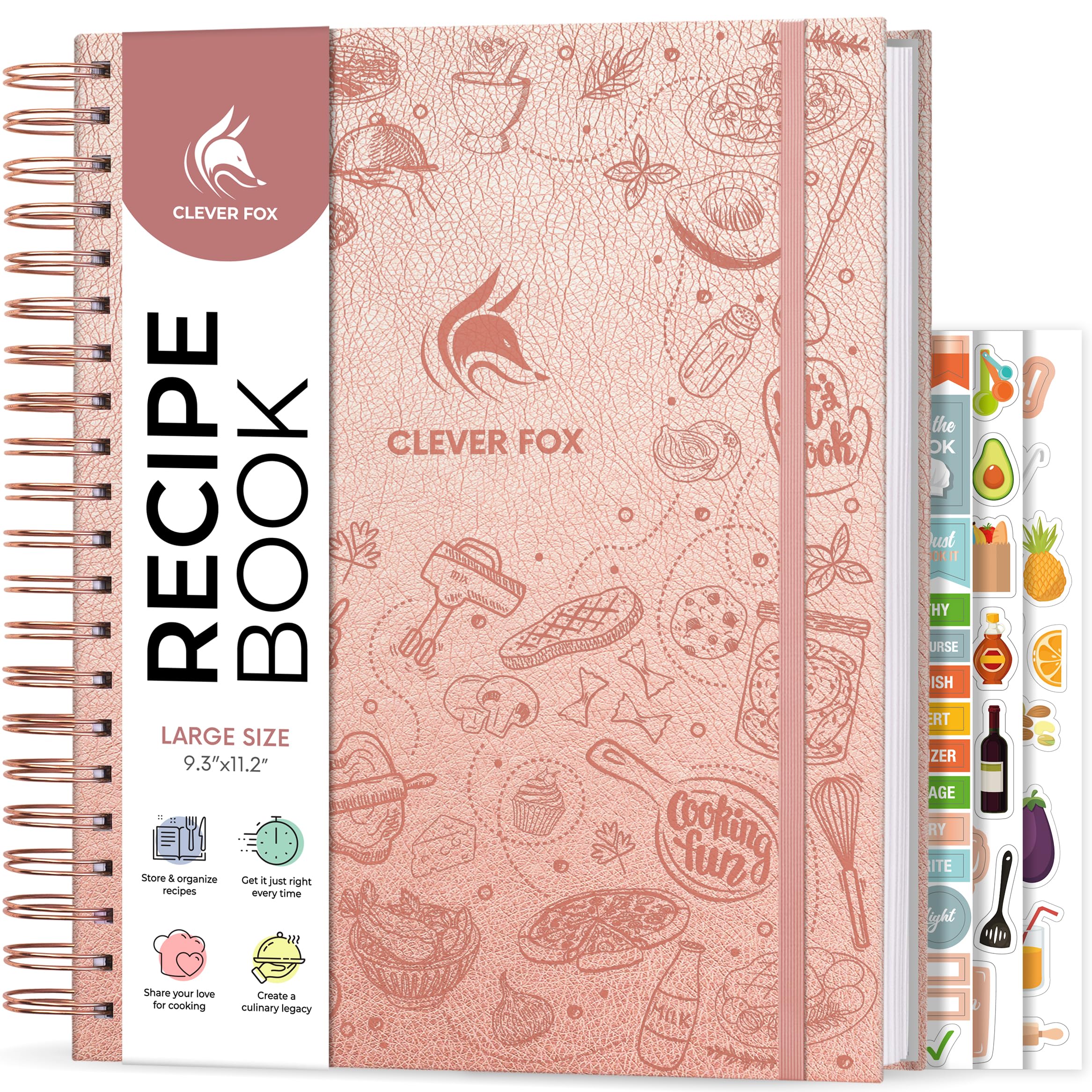 Clever Fox Recipe Book Spiral – Make Your Own Family Cookbook – Blank Recipe Notebook Organizer – Empty Cooking Journal to Write In Recipes – Large Size, 21 x 28cm, Hardcover (Rose Gold)