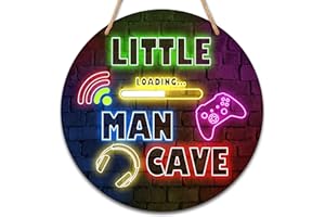 CAZHES Neon Gaming Little Man Cave, Boys Teenage Room Hanging Wall Art Decoration, 10" Vedio Game Hanging Wall Art Decor for Kids Toddler Bedroom Playroom Living Room - B03