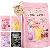 Practical Magic Sparkly Cocktail Mixers Variety Pack w/ Edible Glitter for Drinks, Makes 16 Craft Mix Midnight Margarita &amp; Moon Magic Martinis, Shimmer Pearlescent Luster Dust, Non-Alcoholic Mocktails