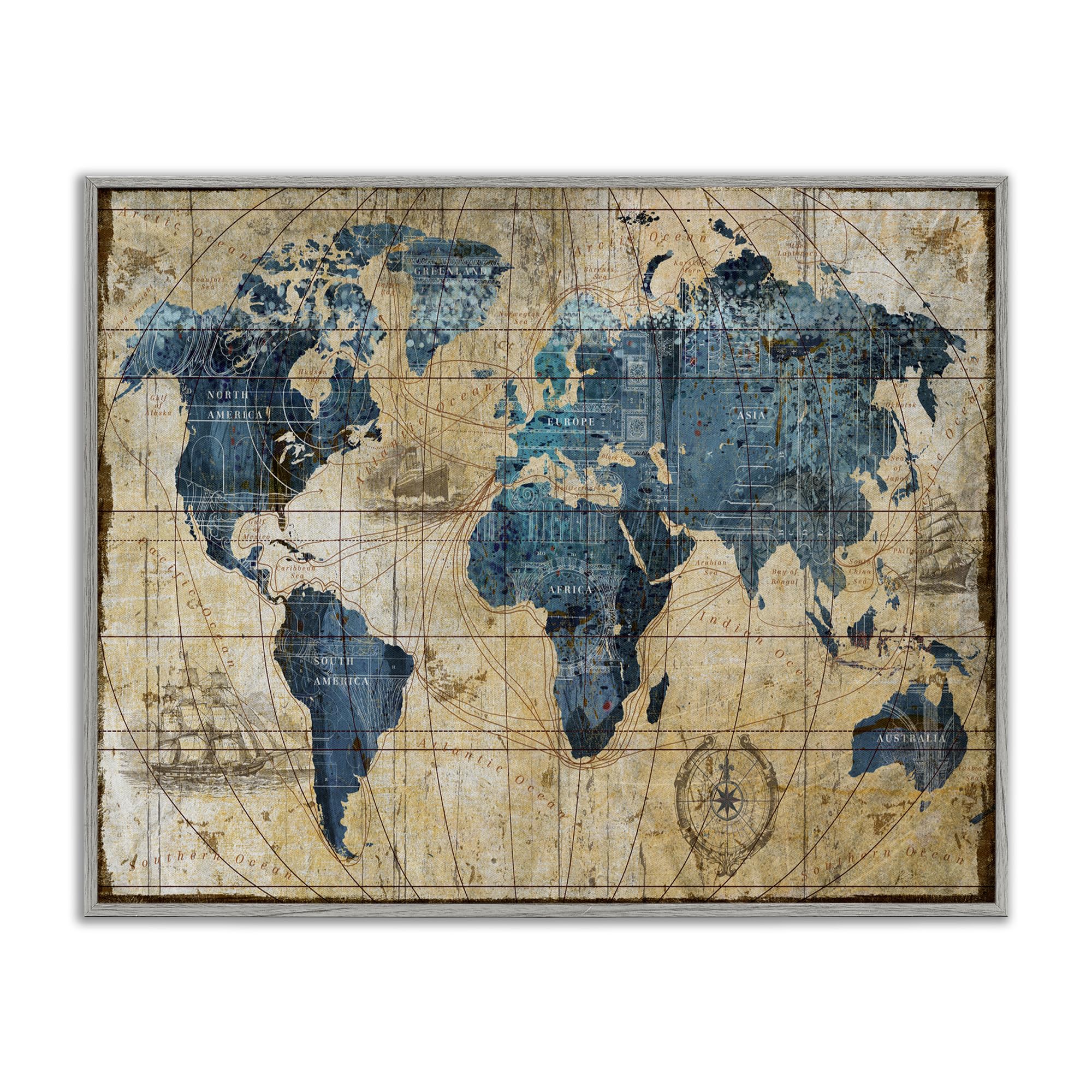 Stupell Industries Vintage Abstract World Map