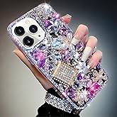 Bonitec Compatible with iPhone 13 Pro Max Case Cute Bling Glitter Diamond - Luxury Designer Girly Aesthetic Rhinestone Cover for Women, Sparkle Glam Protection