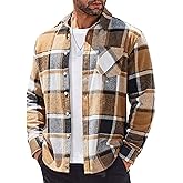 COOFANDY Mens Flannel Shirts Long Sleeve Lightweight Plaid Shirt Casual Button Down Shirts Jacket