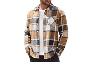COOFANDY Mens Flannel Shirts Long Sleeve Lightweight Plaid Shirt Casual Button Down Shirts Jacket