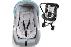 Honeau 3in1 Carseat Head Body Support Newborn Reversible,3D Minnky Dot Infant Car Seat Insert,Soft Breathable Baby Car Seat Pillow Cushion Boy Girl,fit Stroller,Swing,Bouncer(Grey)