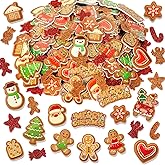 Whaline Christmas Foam Stickers Assorted Xmas Gingerbread Man Foam Decals Cartoon Glitter Adhesive Sticker Decor for School Craft Winter Party Favor Supplies, 400Pcs