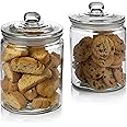 2 Pc 1 Gallon 128 oz Clear Glass Storage Jar with Lids - Airtight Food Jars - Glass Kitchen Containers for Pantry, Countertop