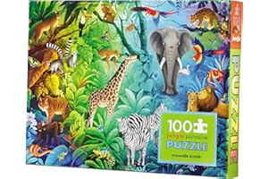 Crocodile Creek 60-Piece Holographic Foil Floor Puzzle for Kids Ages 4-8 and Up - Heavy-Duty Box for Storage - Sparkling Unicorn - 14” x 19” Finished