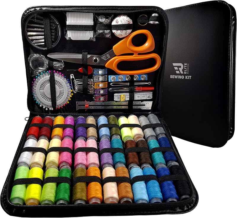 Elite Range Professional Sewing Kit Portable Case Includes Full Size Scissors