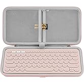 Geekria Keyboard Carrying Case, Hard Shell Protective Travel Bag for Small Compact Keyboard, Compatible with Logitech K380, Logitech Pebble Keys 2 K380s (Pink)