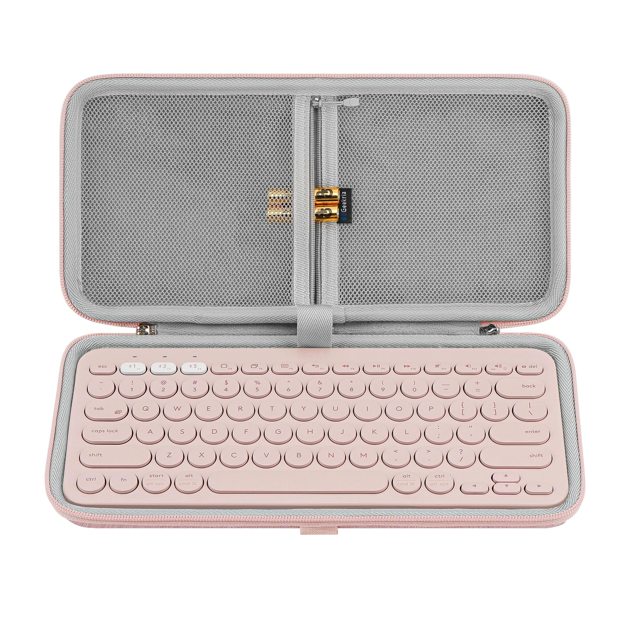 Geekria Keyboard Carrying Case, Hard Shell Protective Travel Bag for Small Compact Keyboard, Compatible with Logitech K380, Logitech Pebble Keys 2 K380s (Pink)