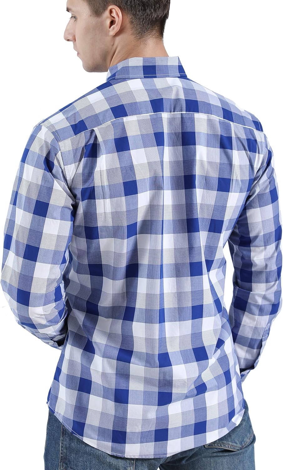 CHIPHELL Men's Regular-Fit Long-Sleeve Plaid Casual Button-Down Poplin Shirt at  Men’s Clothing store