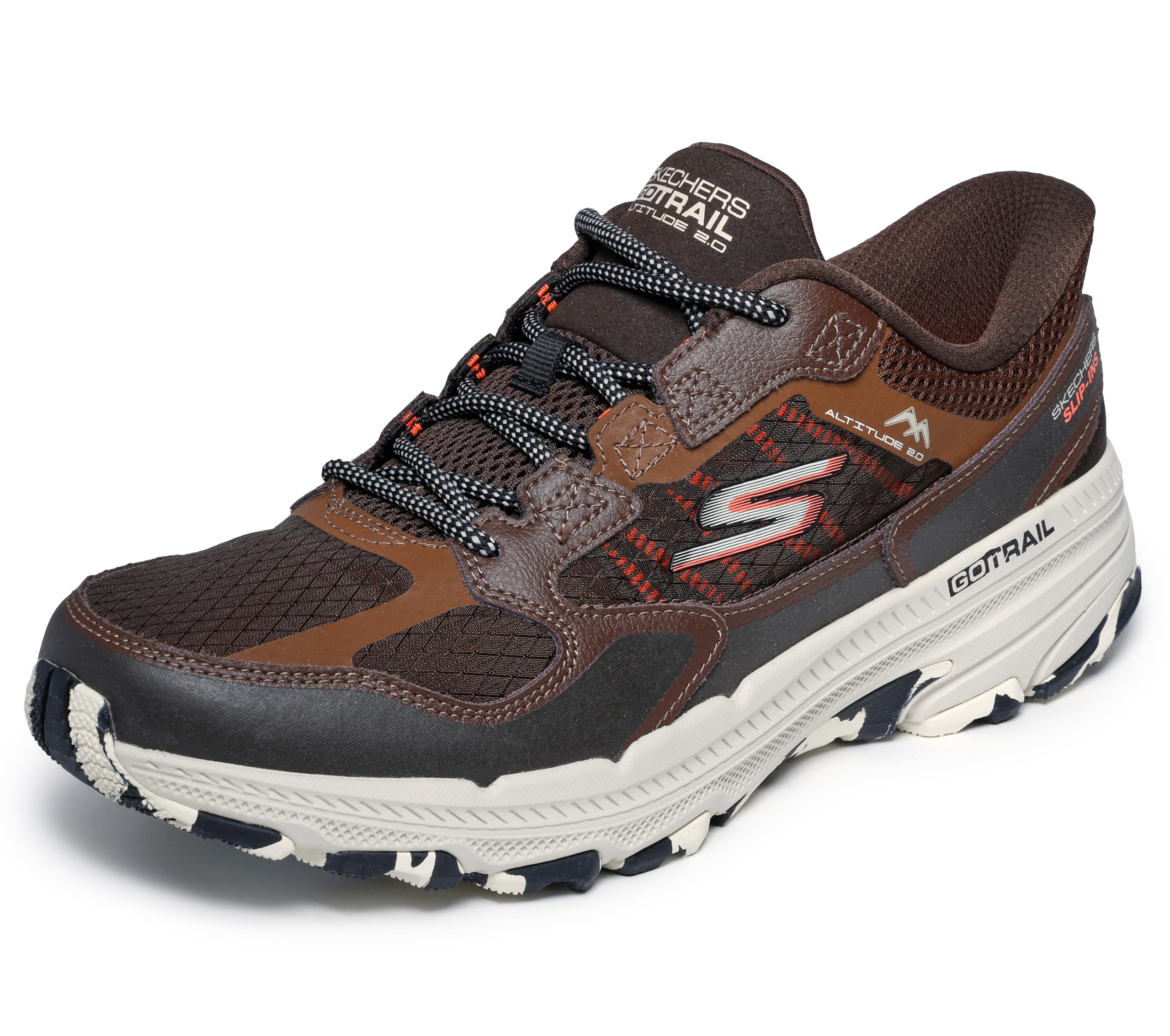 Skechers Men's GO Run Trail Altitude 2.0 - Rocky Hill Trail Running Shoes, Brown/Orange, 8 Image