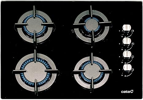 Cata Schwarzes Gaskochfeld 60cm / Gas Kochfeld 60 cm Autark/Gasherd /Kochfeld/ Gas auf Schwarzem Glas/ Glaskeramik Gaskochfel