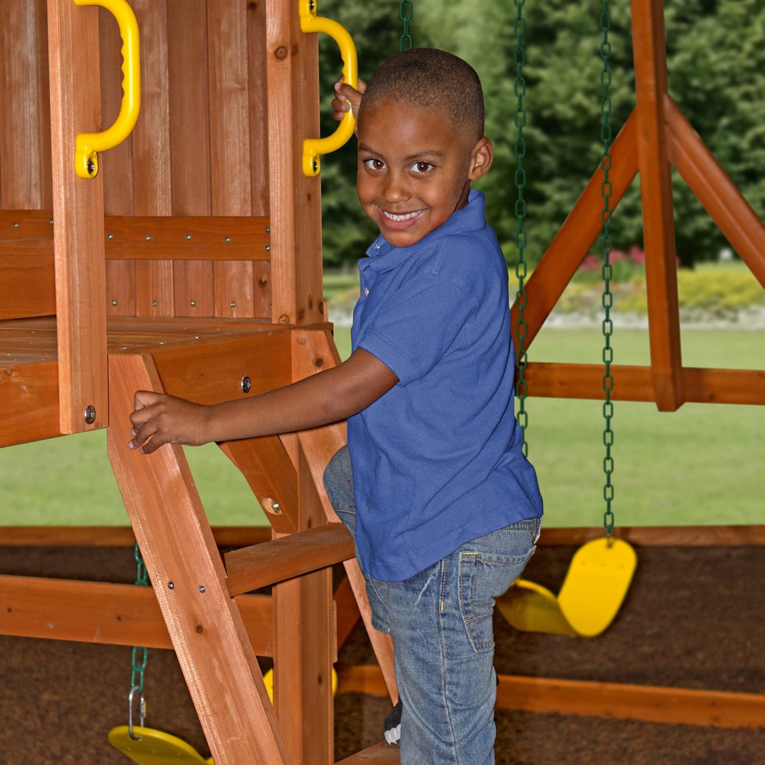 Amazoncom Backyard Discovery Somerset All Cedar Wood Playset Swing