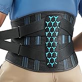 Rakiie Back Brace for Lower Back Pain, 7 Stays Ergonomic Support Brace with Comfortable 3D Pad, Easy to Put On/Off Lumbar Support Belt for Women Men, Pain Relief from Sciatica, Herniated Disc, Size M (Waist: 33.5"-39.4")