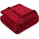 PAVILIA Soft Fleece Burgundy Dark Red Throw Blanket for Couch, Lightweight Plush Warm Blankets for Bed, Fuzzy Cozy Flannel Blanket Throw for Sofa, Travel, Jacquard Pattern, Wine Red, 50x60 inch