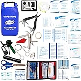 WELL-STRONG Boat First Aid Kit with Survival Tools, 123pcs Waterproof Emergency Marine Kit with Buckles, Compact Boat Safety Accessories for Fishing Kayaking Boating Camping Rafting Beach Blue
