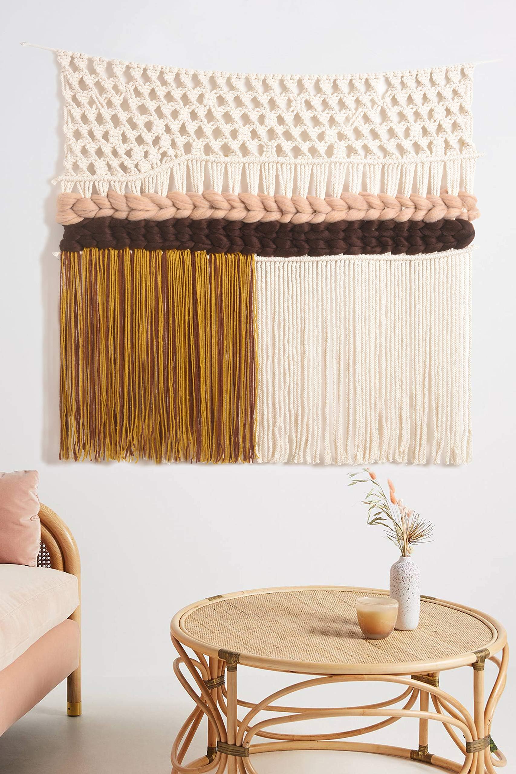 IOWERMacrame Wall Hanging Woven Large Colorful Macrame Wall Decor Fiber Art Handmade Home Room Decor 40" W*32" L
