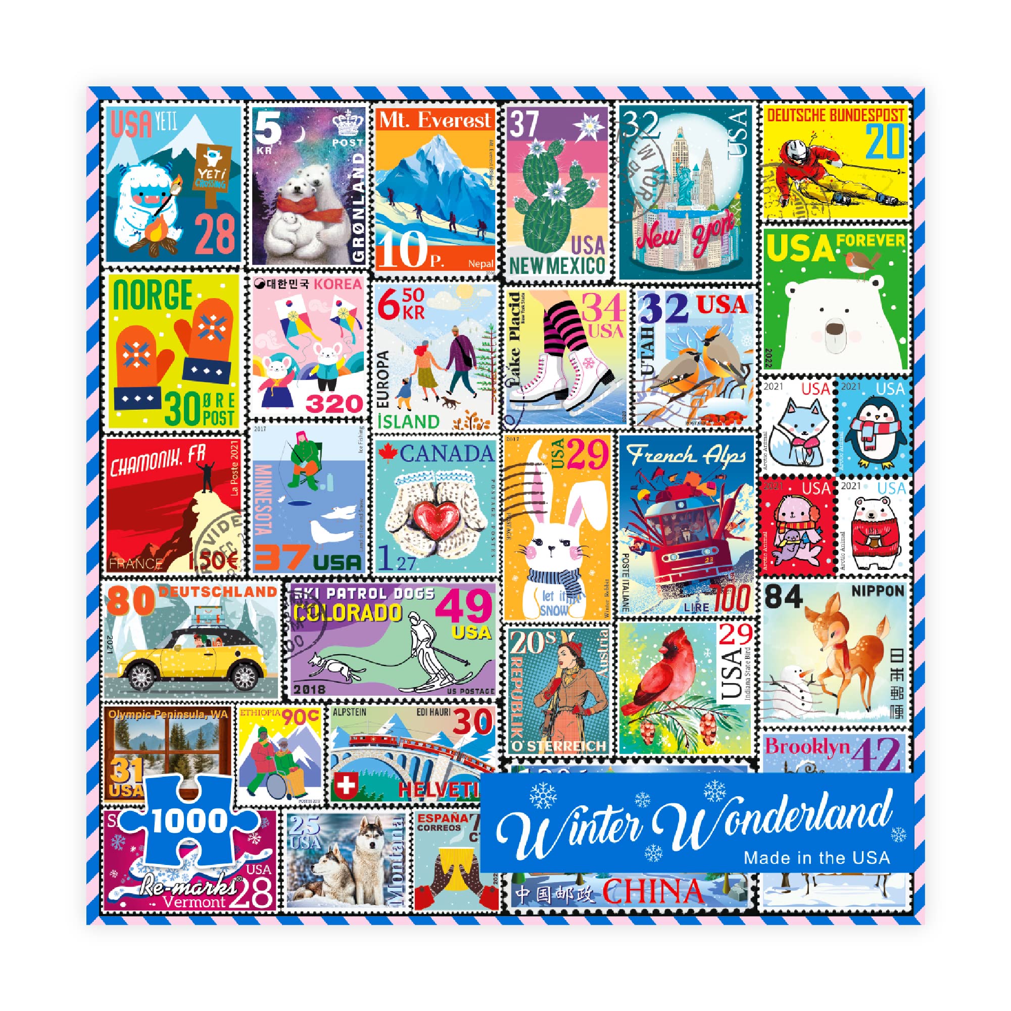 Photo 1 of Re-marks Winter Wonderland Puzzle, Collage Puzzle for All Ages, 1000-Piece Christmas Puzzle