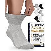 Pembrook Ankle Diabetic Socks for Women & Men | 6 Pairs | Wide Non Binding Socks Quarter Length | Edema Neuropathy Socks