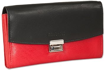 Rimbaldi® - Profi-Kellnerbörse mit extra verstärktem Hartgeldfach aus weichem, naturbelassenem Rinderleder in Schwarz/Rot Kom