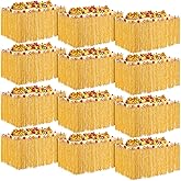 Juexica 12 Packs Luau Grass Table Skirt 9 ft x 30 in Grass Hawaiian Table Faux Hibiscus Flowers Hula Skirts for Tropical Hawaiian Party Decorations(Yellow)