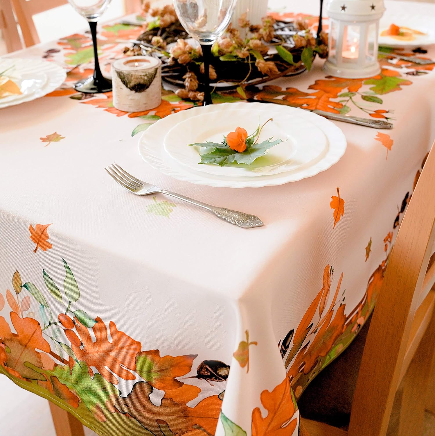 Best 60′ round table cloth thanksgiving