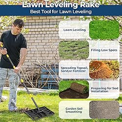 72" Heavy Duty Lawn Leveling Rake - 17x10in