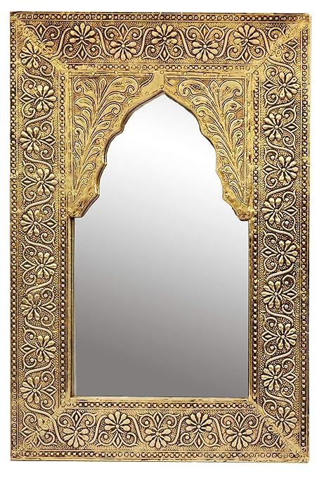 Moroccan Gold Wall Arch Mirror Malik 42 Cm High Large Vintage
