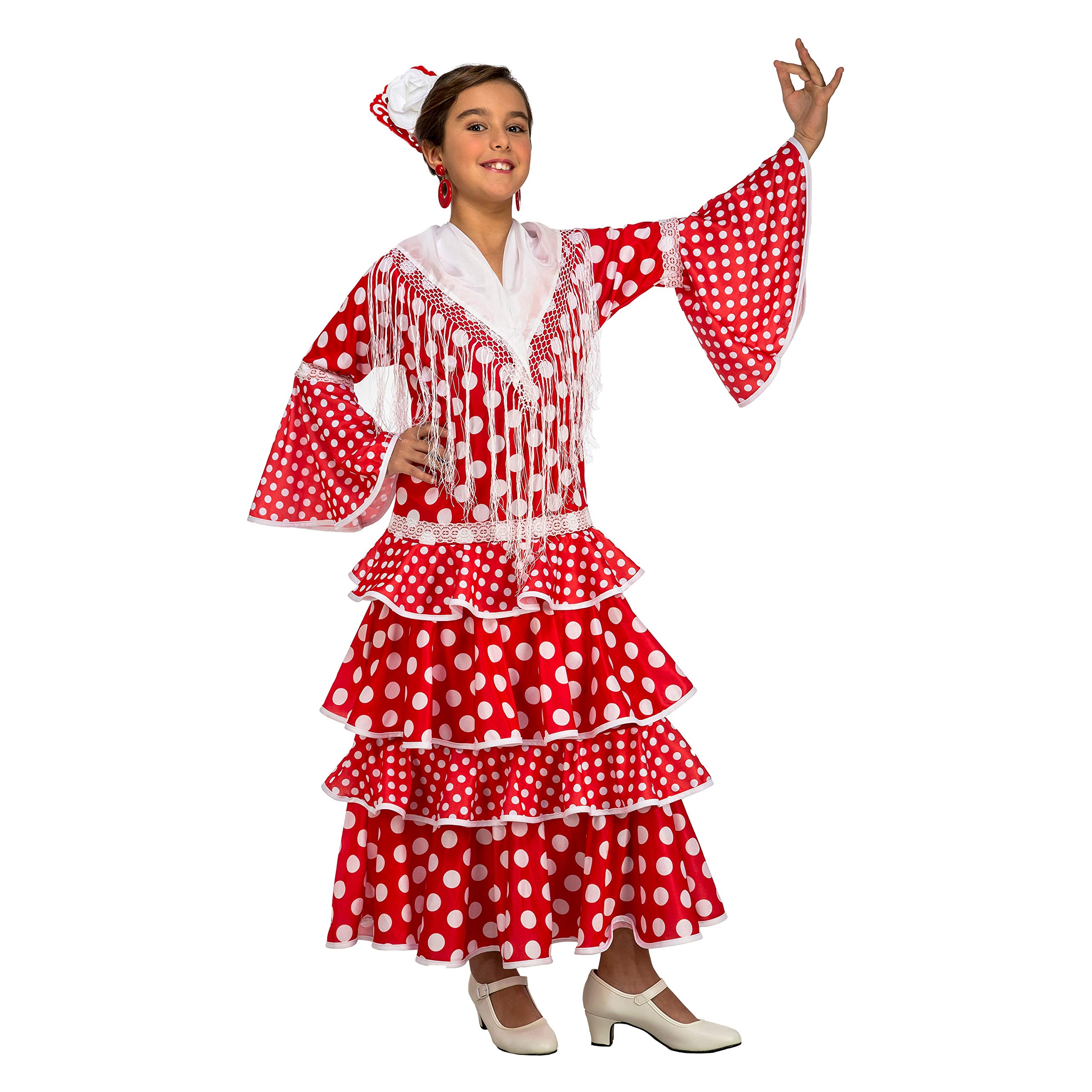 My Other Me – Sevilla Flamenco Costume for Girl, Red (viving Costumes) 7-9 años red