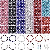 521pcs Rhinestone Beads for Jewelry Making, 10mm 7 Color Polymer Clay Beads Kit, Shiny Disco Ball with Sparkly Diamond for Making Baseball Necklace Bracelets Pen Earrings, Arts and Crafts
