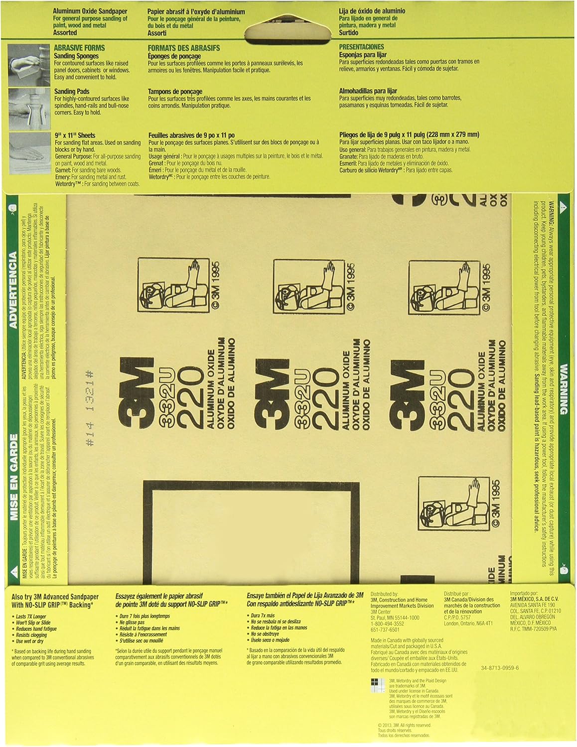 3M Aluminum Oxide Sandpaper, Assorted Grits, 9-in x 11-in Sheets (9005NA) - Abrasive Sheets - 