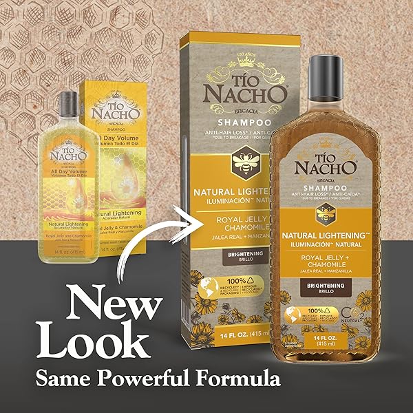 TIO NACHO NATURAL LIGHTENING SHAMPOO WITH CHAMOMILE AND ROYAL JELLY, CLARIFYING SHAMPOO FOR BLONDE AND LIGHT BROWN HAIR, SHINE-ENHANCING FORMULA WITH NATURAL BOTANICAL EXTRACTS, 14 FL OZ