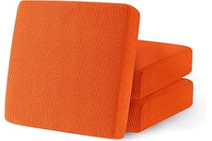SUBRTEX Stretch Cushion Covers Couch Cushion Slipcovers RV Seat Covers Chair Loveseat Sofa Cushion Protector Spandex Elastic Furniture Protector for Seat (3 Packs, Orange)