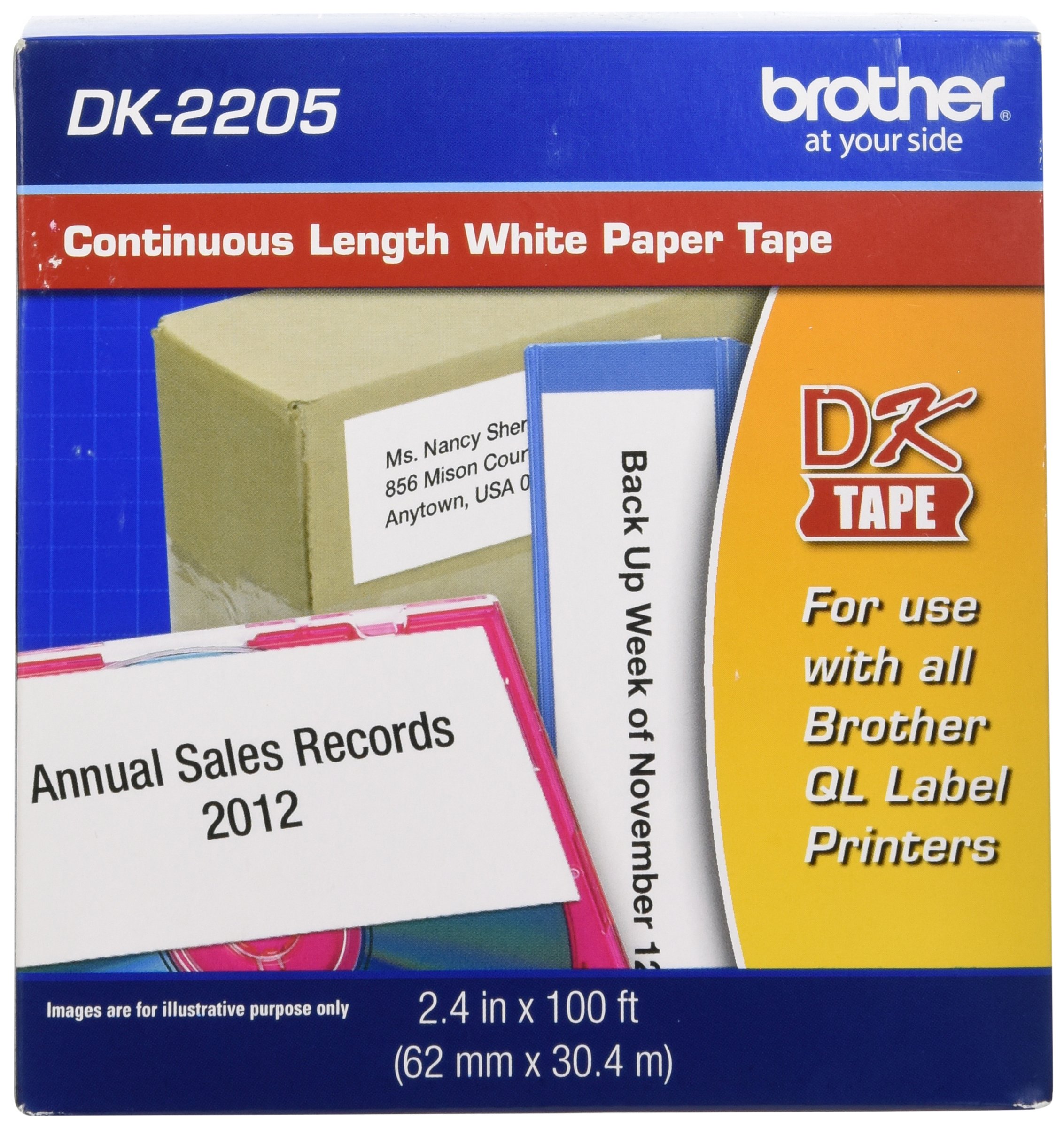 Brother Genuine, DK2205 Continuous Paper Label Roll, CuttoLength