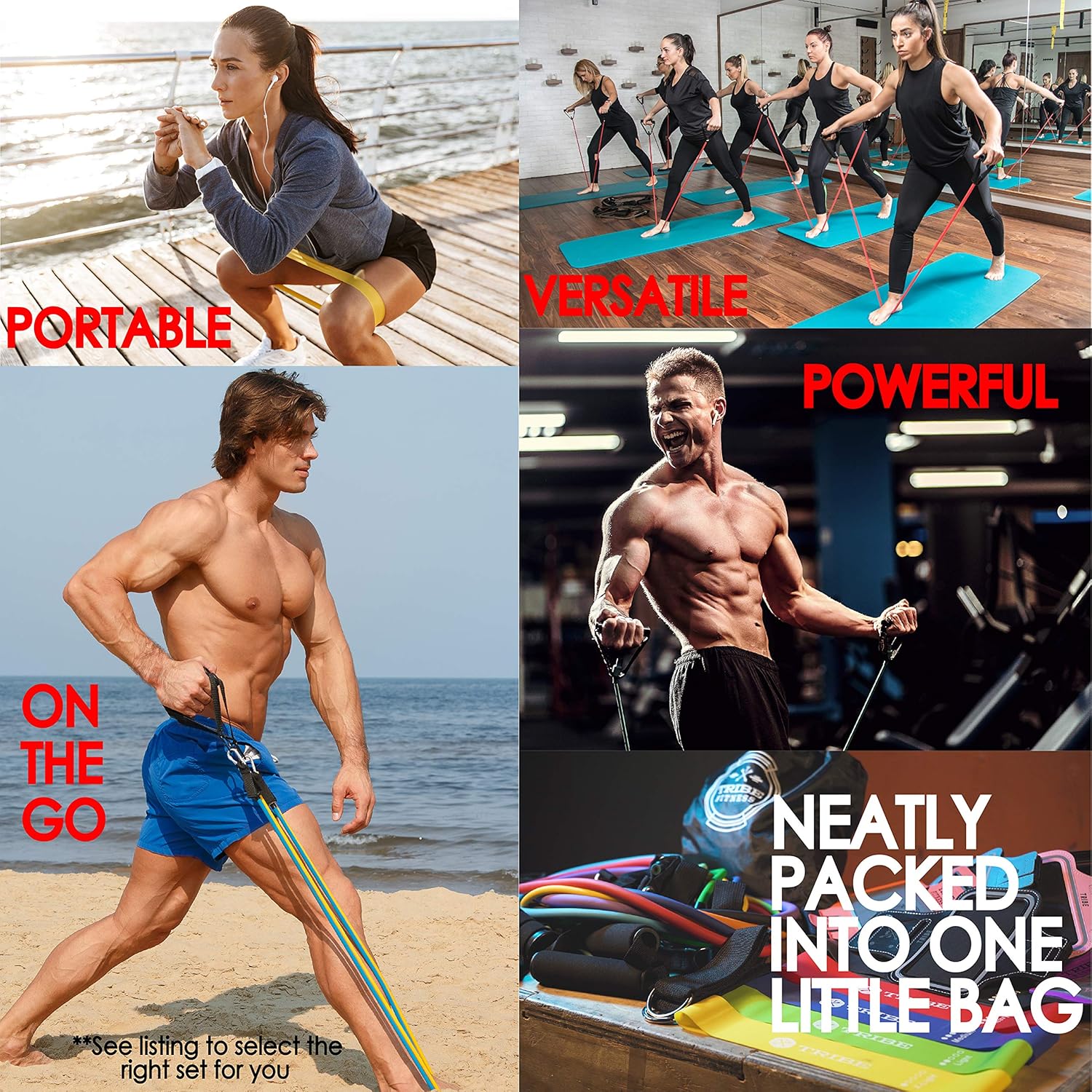 TRIBE PREMIUM Resistance Bands Set for Exercise, Workout Bands for Men with Fitness Tension Bands, Handles, Door Anchor, Ankle Straps, Carry Bag & Advanced eBook - Strength Training, Home Gym & More!! : Sports & Outdoors
