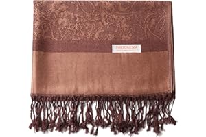 Becolored Paisley Scarf Shawl Jacquard Wrap Stole Two Tones Vintage Soft Lightweight With Fringes Reversible