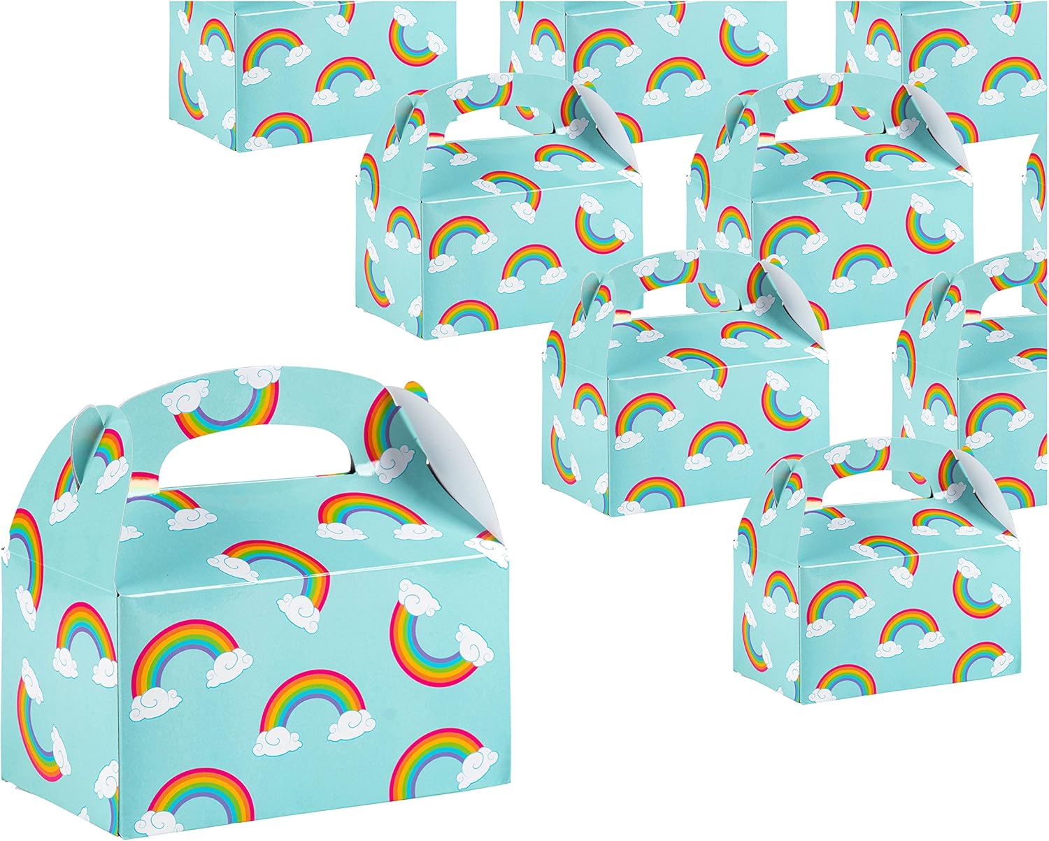 24-Pack Rainbow Party Food Boxes with Handle for Kids Birthday Themed Party Favours Gifts, Treats, 15.7 x 8.9 x 9.1 cm