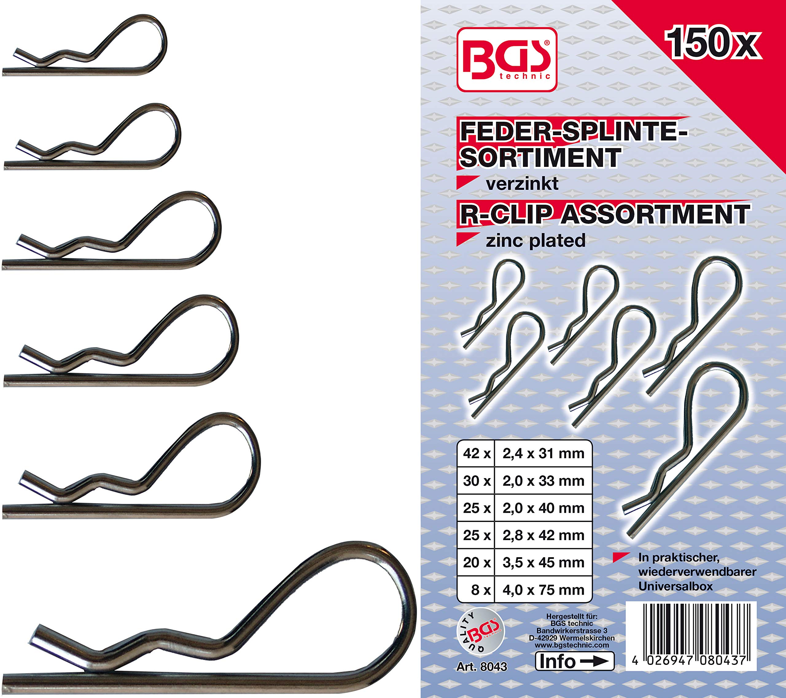 BGS 8043 | Snap Ring Assortment | Ø 2.4 - 4.0 mm | 150 pcs.