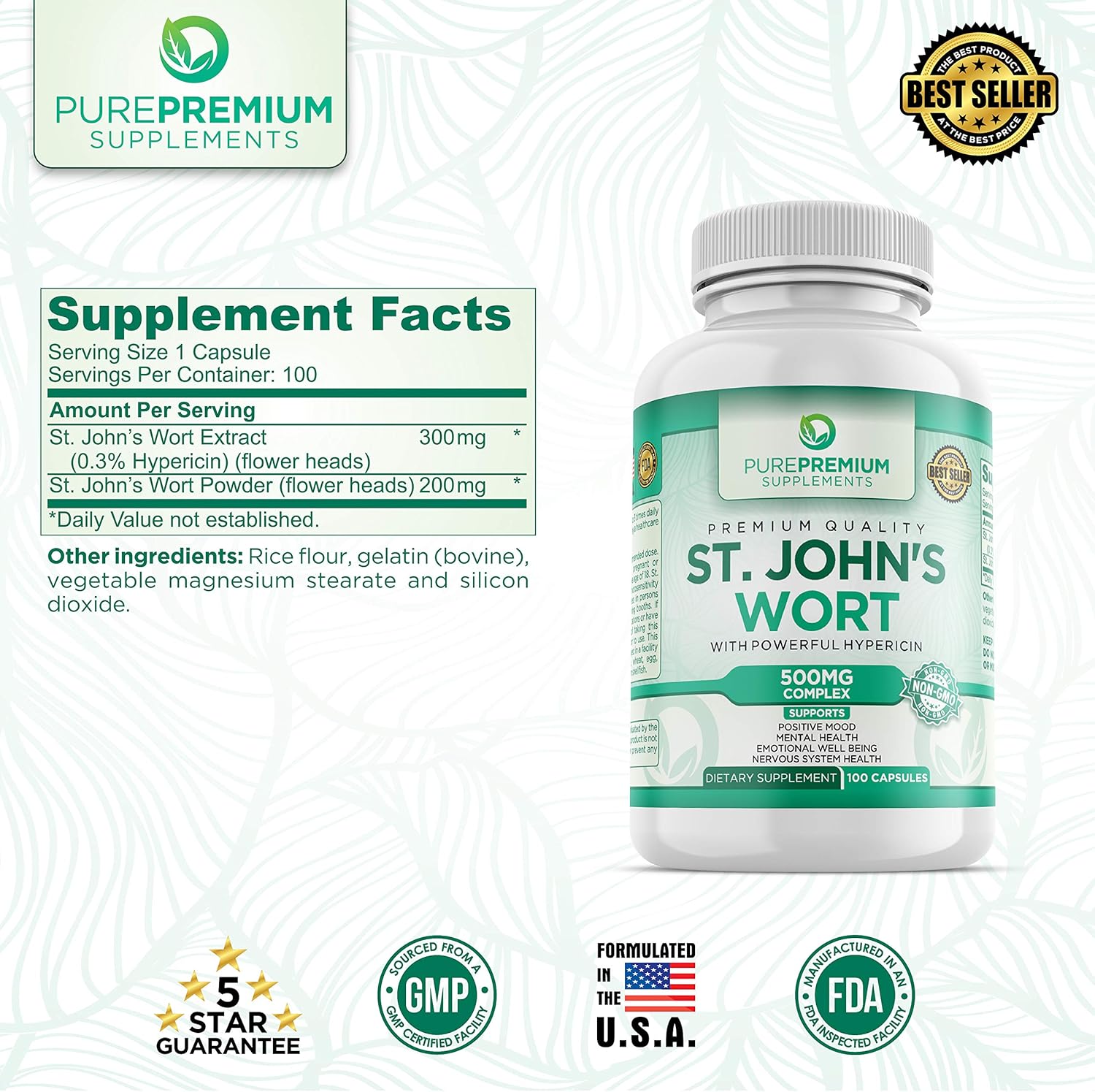 Premium St Johns Wort Capsules (Non-GMO & Gluten-Free): Health & Personal Care