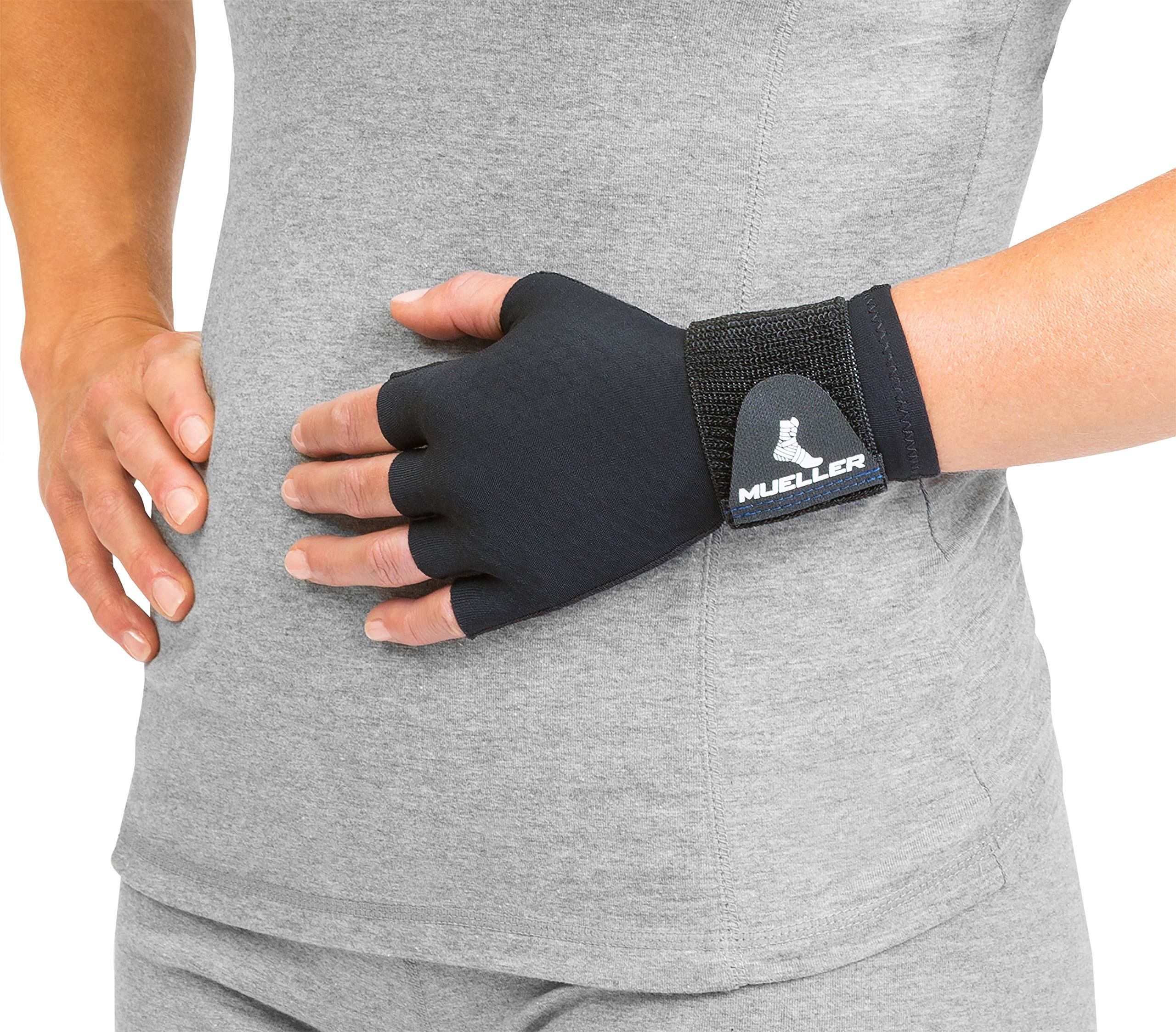 Photo 1 of MUELLER Sports Medicine Reversible Compression Glove for Men and Women, Hand & Wrist Pain Relief Support, Ideal for Carpal Tunnel, Arthritis, Fits Right or Left, Black, Large/X-Large