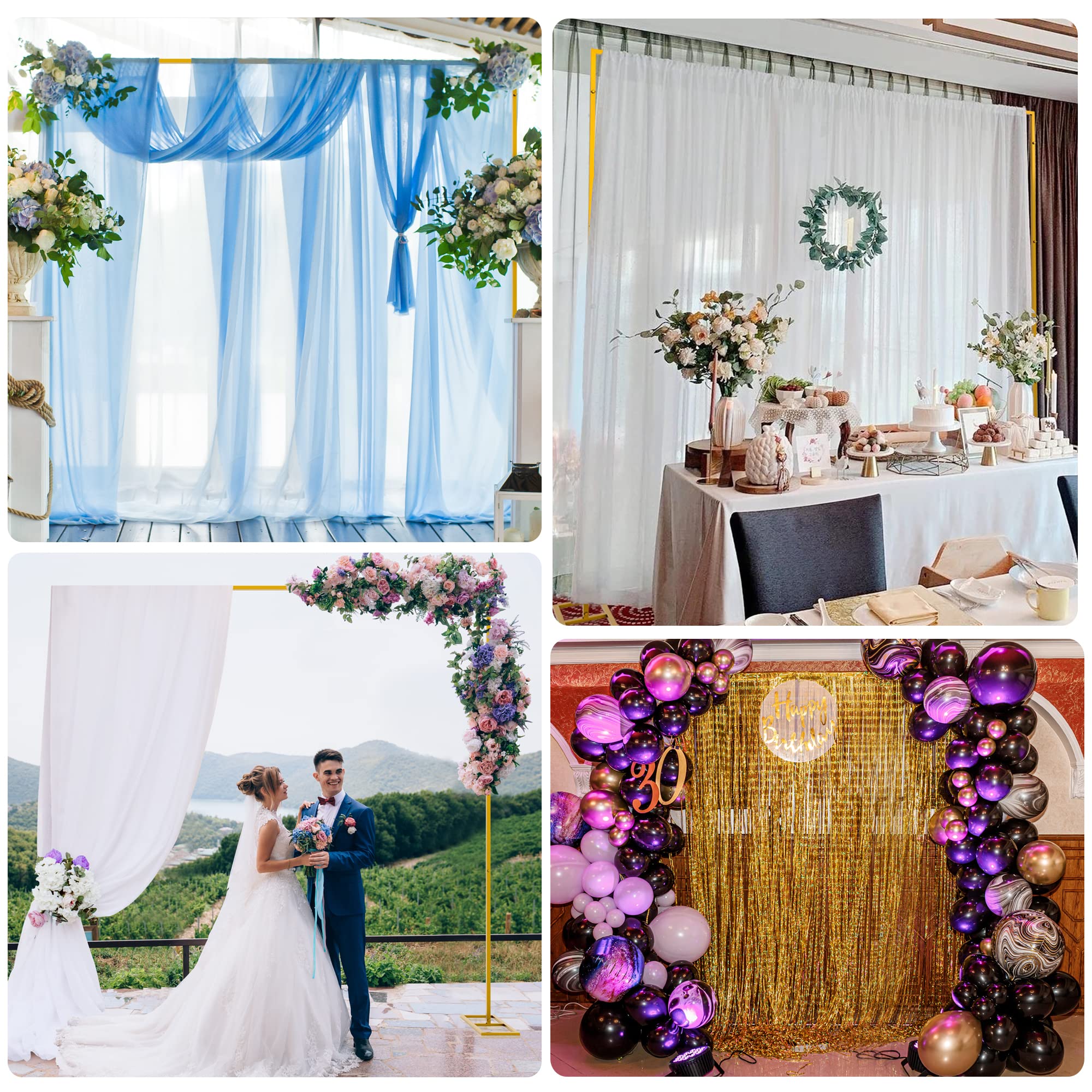 Fomcet 10FT x 10FT Backdrop Stand Heavy Duty with Base, Gold Portable Adjustable Pipe and Drape Kit, Square Metal Arch Party Frame for Wedding Birthday Parties Banquet Decorations