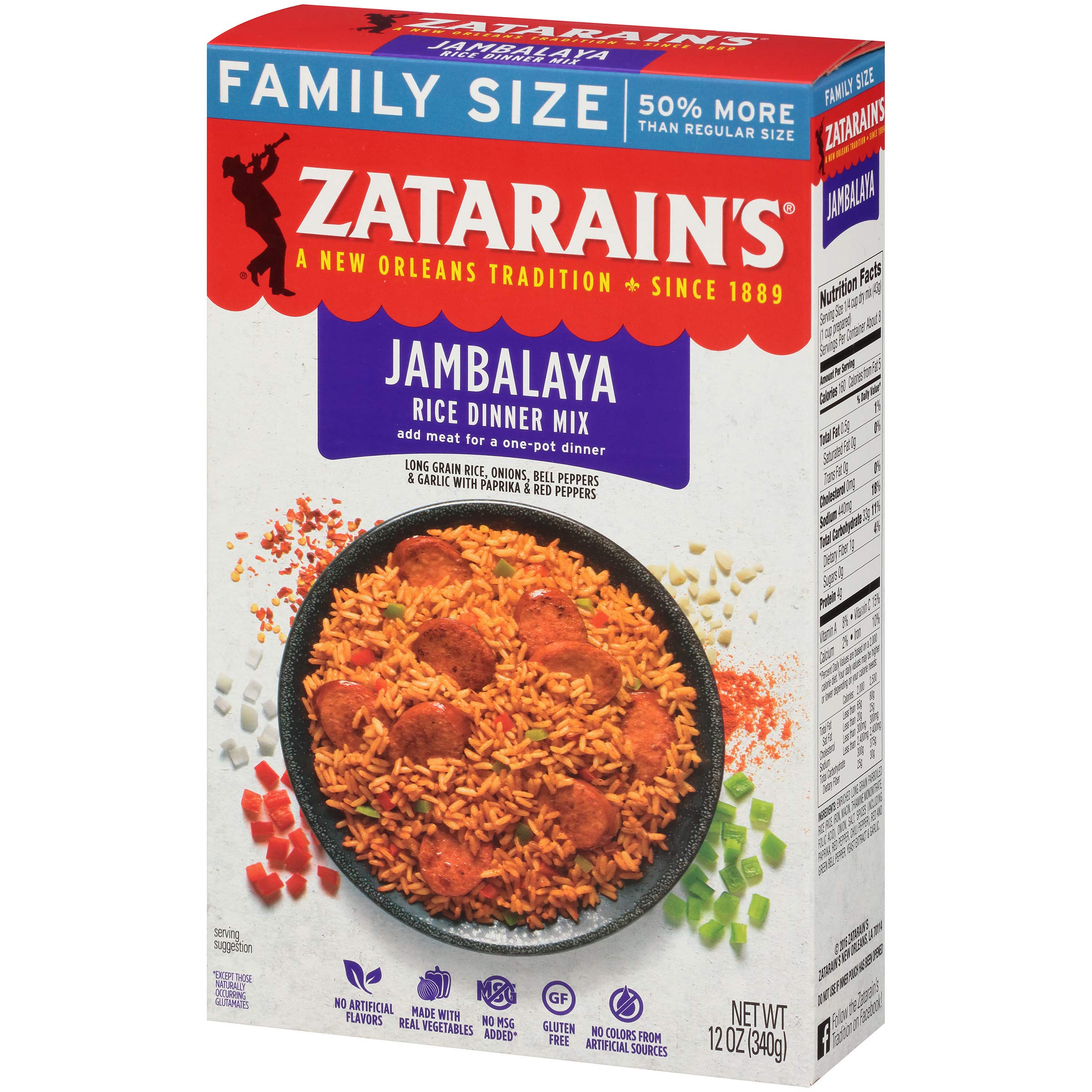 Zatarain's Dirty Rice Family Size, 12 oz (Pack of 8